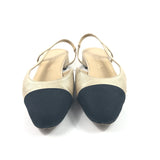 Beige Metallic Leather and Black Fabric Cap Toe Slingback Pumps / CHANEL - Size 36