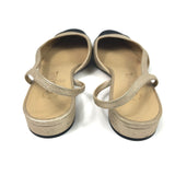 Beige Metallic Leather and Black Fabric Cap Toe Slingback Pumps / CHANEL - Size 36