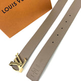 Beige Monogram Leather LV Gold tone Buckle Reversible Belt / LOUIS VUITTON - Size 85cm