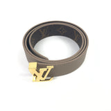 Beige Monogram Leather LV Gold tone Buckle Reversible Belt / LOUIS VUITTON - Size 85cm