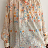 Beige Multicolor Printed Buttoned Blouse / V DE VINSTER - Size M