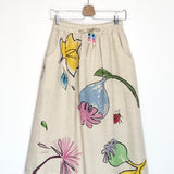 Beige Printed Cotton and Linen Midi Skirt / MIRA MIKATI - Size 38