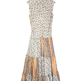 Beige Printed Silk-twill Patchwork Detail Sleeveless Midi Dress / CHLOE - Size 38