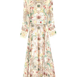 Beige  Floral Print Silk Linen Belted Shirt Dress(under dress) ZIMMERMANN.Size AUS1