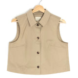 Beige Sleeveless Cotton Cropped Shirt / SEZANE - Size 38