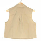Beige Sleeveless Cotton Cropped Shirt / SEZANE - Size 38