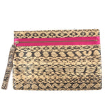 Beige Snakeskin Wristlet Clutch / LANVIN