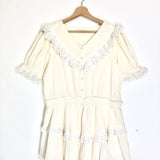 Beige Striped NANETTE Broderie Anglaise Cotton-voile Mini Dress / LOVE SHACK FANCY - Size S