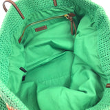 Beige/Apple Green Raffia And Cotton Tote Bag / MIU MIU