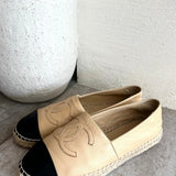 Beige/Black Leather CC Espadrilles / CHANEL - Size 38