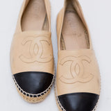 Beige/Black Leather CC Espadrilles / CHANEL -Size 37