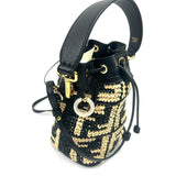 Bicolor FF Rafia and Leather MON TRESOR Mini Bucket Bag / FENDI