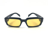 Black Acetate Gold Lens SYMBOLE Rectangular Sunglasses / PRADA