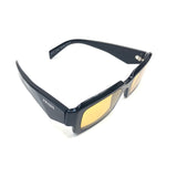 Black Acetate Gold Lens SYMBOLE Rectangular Sunglasses / PRADA