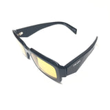 Black Acetate Gold Lens SYMBOLE Rectangular Sunglasses / PRADA
