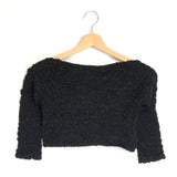 Black AJA Cropped Popcorn Tencel Lyocell Long Sleeve Top / MARA HOFFMANN - Size S