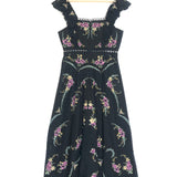 Black ALLIA Floral Cross Stitch Sleeveless Maxi Dress / ZIMMERMANN - Size 1