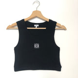 Black Anagram Ribbed Cotton Cropped Tank Top / LOEWE - Size M