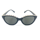 Black and Beige Acetate Logo Butterfly Sunglasses / CHANEL
