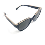 Black and Beige Acetate Logo Butterfly Sunglasses / CHANEL