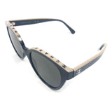 Black and Beige Acetate Logo Butterfly Sunglasses / CHANEL