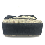 Black and Beige THE STRAW Woven Raffia Jacquard Medium Tote Bag / MARC JACOBS