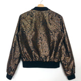 Black and Bronze Metallic Varsity Bomber Jacket / SAINT LAURENT - Size 38