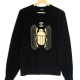 Black and Gold Cashmere CC Logo Beetle Sweater / CHANEL - Size 38