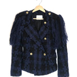 Black and Navy Double Breasted Tweed Jacket / PIERRE BALMAIN - Size 36