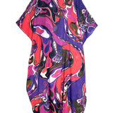 Black and Purple Orchidee Abstract Print Cotton Kaftan / PUCCI - One Size