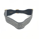 Black and Silver Embroidered Canvas and Leather Waist Belt / CHRISTIAN DIOR - Size 75 cm
