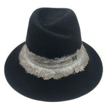 Black and Silver Felt Fedora Hat / MAISON MICHEL - Size M