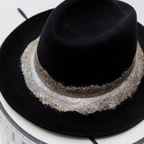 Black and Silver Felt Fedora Hat / MAISON MICHEL - Size M