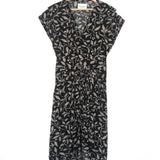 Black and White ALMEYA Printed Gathered Midi Dress / ISABEL MARANT ETOILE - Size 34
