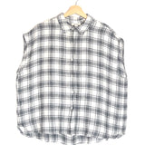 Black and White Checkered Sleeveless Linen Oversized Shirt / CROSSLEY - Size S