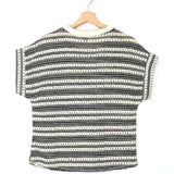 Black and White Crochet Short Sleeves Top / ARTY BLUSH - One Size