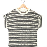 Black and White Crochet Short Sleeves Top / ARTY BLUSH - One Size