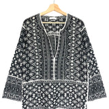 Black and White Embroidered Cotton Long Sleeves Tunic Top / ISABEL MARANT ETOILE - Size S