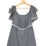 Black and White Gingham Checkered Cotton Off Shoulder Mini Dress / MISA LOS ANGELES - Size XS