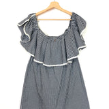 Black and White Gingham Checkered Cotton Off Shoulder Mini Dress / MISA LOS ANGELES - Size XS