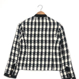 Black and White Houndstooth Cotton-blend Tweed Jacket - model VICKY / MAJE - Size 36