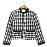 Black and White Houndstooth Cotton-blend Tweed Jacket - model VICKY / MAJE - Size 36