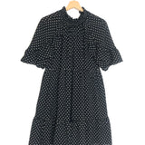 Black and White Polka Dots Ruffled Sleeves Mini Dress / SEZANE - Size 38
