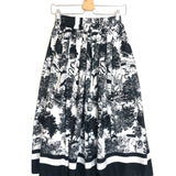 Black and White Printed Midi Skirt - One Size