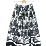Black and White Printed Midi Skirt - One Size