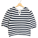 Black and White Striped Crochet Effect Top / MAJE - Size 1