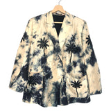 Black and White Tie Dye Silk Blazer Jacket / SANAH YASIN - Size S