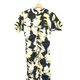 Black and Yellow Silk Ruched Mini Tie-dyed Dress / GANNI - Size 36