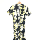 Black and Yellow Silk Ruched Mini Tie-dyed Dress / GANNI - Size 36