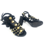 Black ARENA Leather Ankle Strap Gladiator Sandals / BALENCIAGA - Size 38